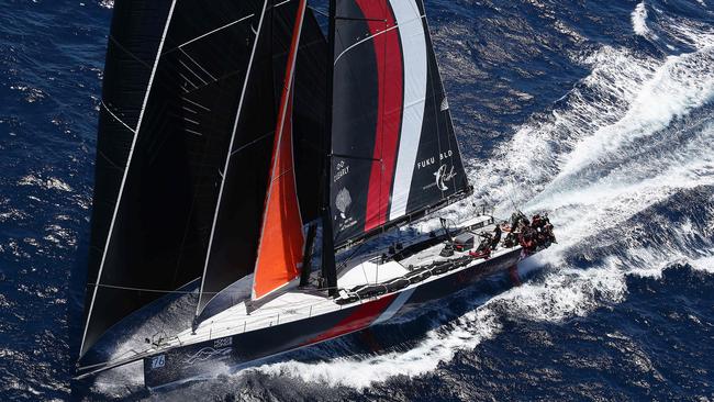 Scallywag during the start of the 2018 Sydney Hobart Yacht Race in Sydney. Pic: Brett Costello