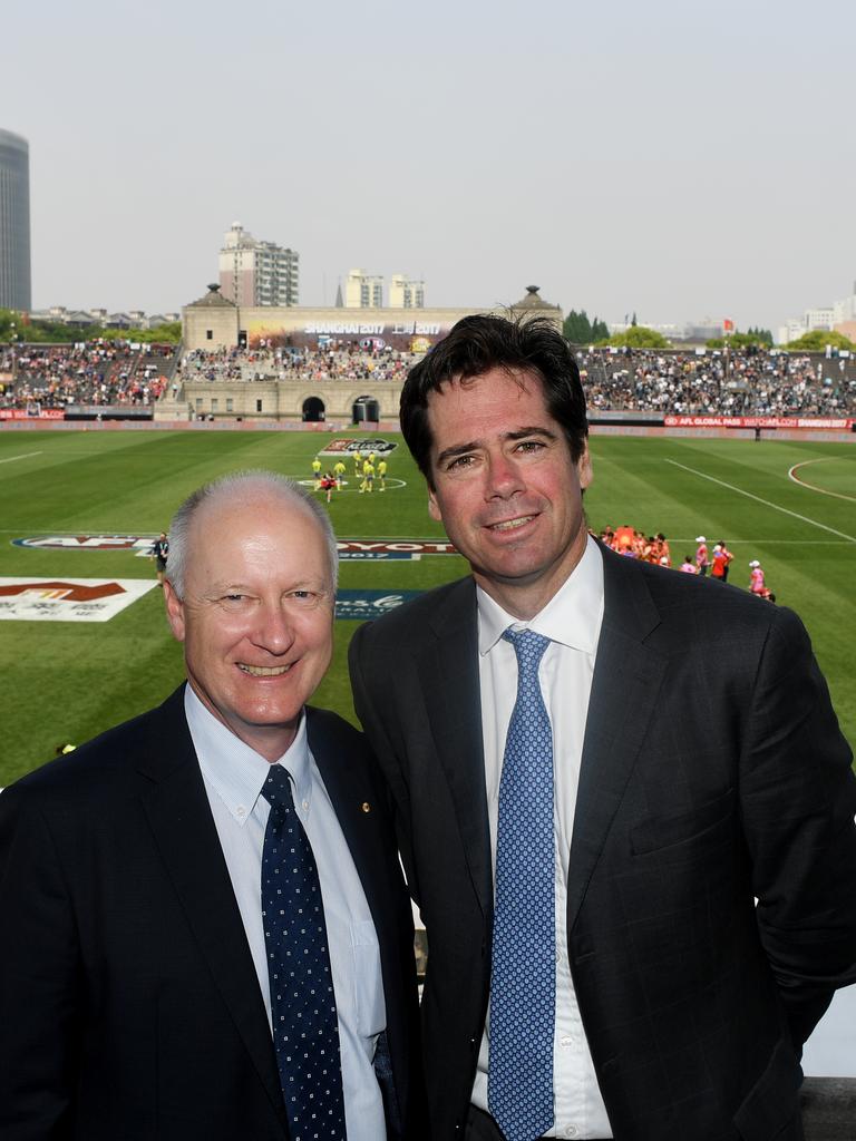 AFL Chairman Richard Goyder (left) and CEO Gillon McLachlan. Picture: AAP/Tracey Nearmy