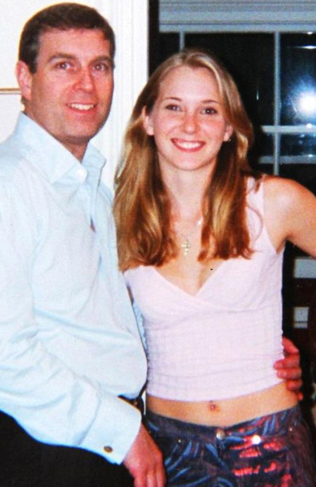 A 17-year-old Virgina Roberts Giuffre with Prince Andrew at the London home of Epstein confidante Ghislaine Maxwell in 2001. Picture: US District Court Southern District of Florida