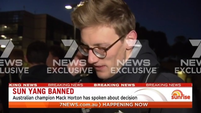 Mack Horton responds to Sun Yang's swimming ban (Sunrise/7 News)