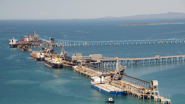 Coal ships queued up at Hay Point and Dalrymple Bay Coal loading facilities. Picture: Daryl Wright