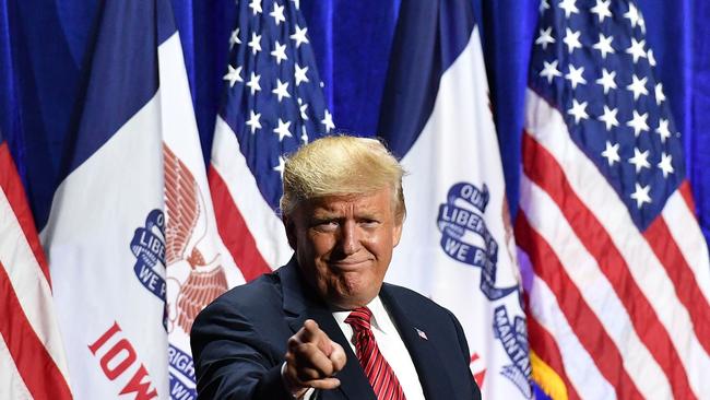 US President Donald Trump arrives to speak during the Republican Party of Iowa Annual Dinner at The Ron Pearson Center in West Des Moines, Iowa on June 11, 2019. (Photo by MANDEL NGAN / AFP)