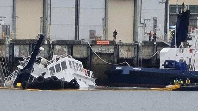 Sunken tugs in the Port of Devonport. Picture: Peter Briggs