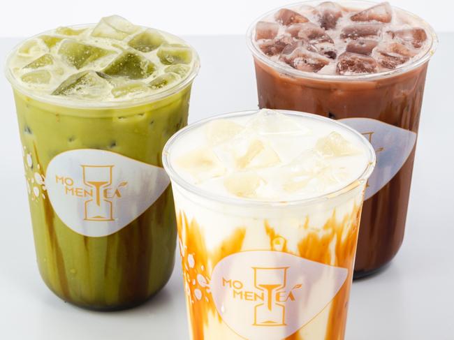 Some of the milk tea offerings from Momentea. Picture: Supplied