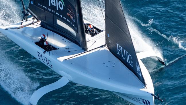 The Dutch crew racing in the qualifying rounds. Picture: Supplied: America's Cup.