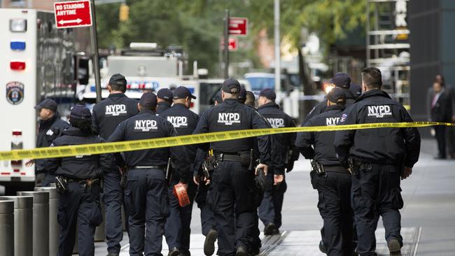 NYPD officers at the Time Warner Center area. Picture: AP