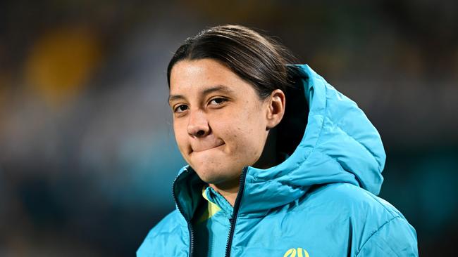 Sam Kerr will miss Australia’s opening two matches of the World Cup. Picture: AAP