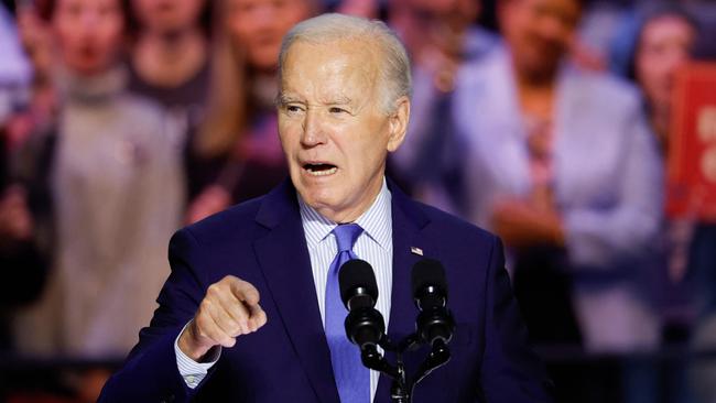 Joe Biden speaking at a Reproductive Freedom campaign rally last month. Picture: AFP