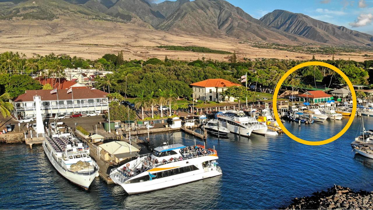 Before and after photos show the devastation at Lahaina City. Picture: AFP