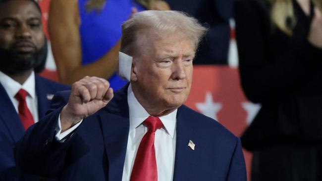 Republican presidential candidate, former U.S. President Donald Trump arrives on the first day of the Republican National Convention. Picture: Getty Images via AFP)