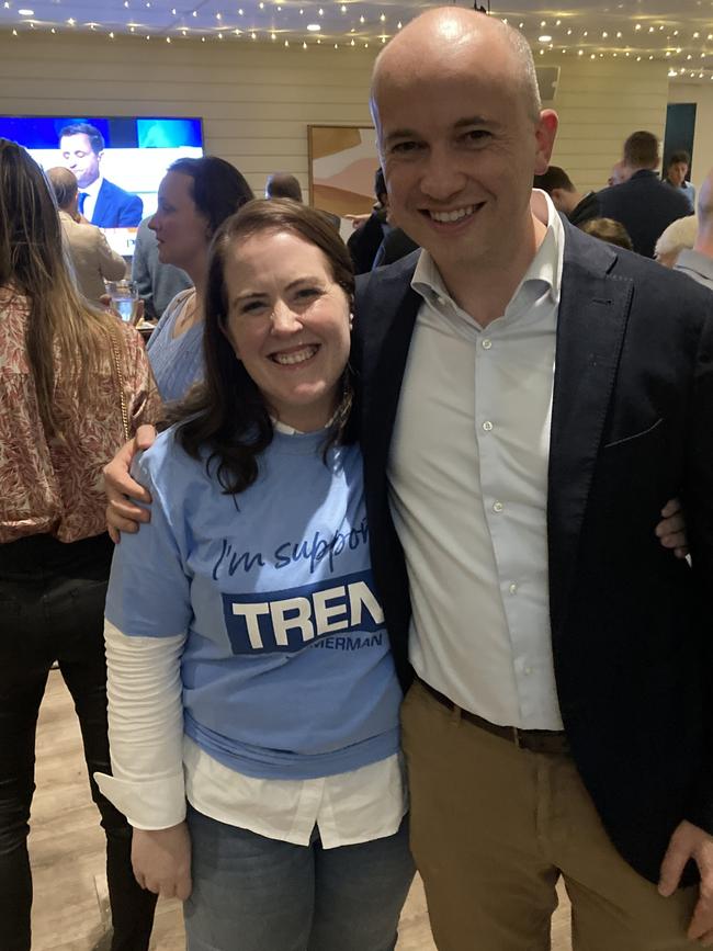 North Shore State MP Felicity Wilson and State MP Matt Kean pictured at Trent Zimmerman’s election party.