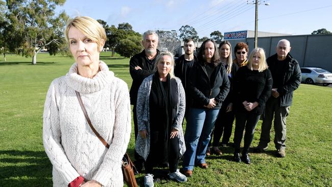 Nadine Bubner, with other Modbury North residents who are upset about the potential sale of the Clovercrest Reserve to a nearby shopping centre in Adelaide. Picture: AAP/Morgan Sette