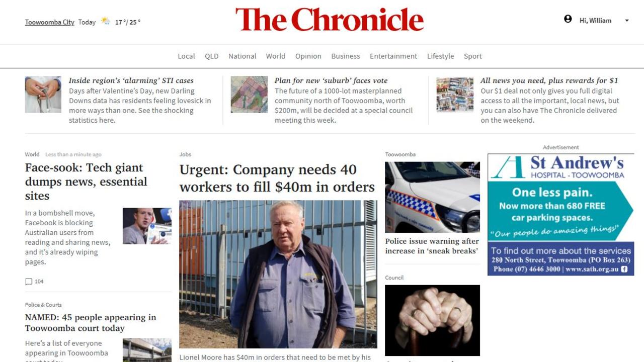 The Chronicle homepage, where you can find the latest news.