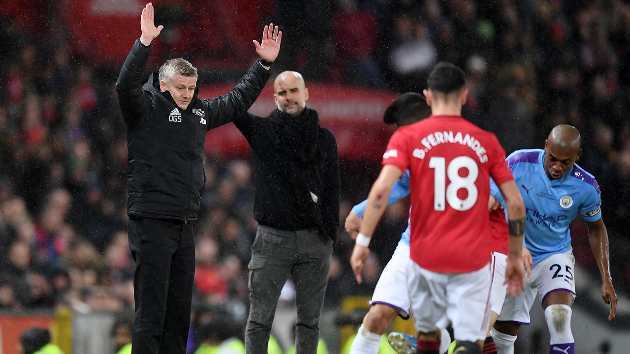 Pep Guardiola and Bruno Fernandes had a run in on the touchline.