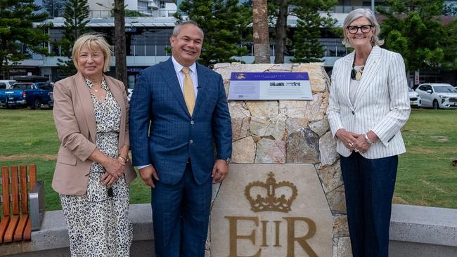 Governor-General Sam Mostyn and Gold Coast Mayor Tom Tate officially opened a Gold Coast memorial to honour the last Queen Elizabeth II, which is at the end of the Jubilee Walk in Queen Elizabeth Park, Coolangatta.