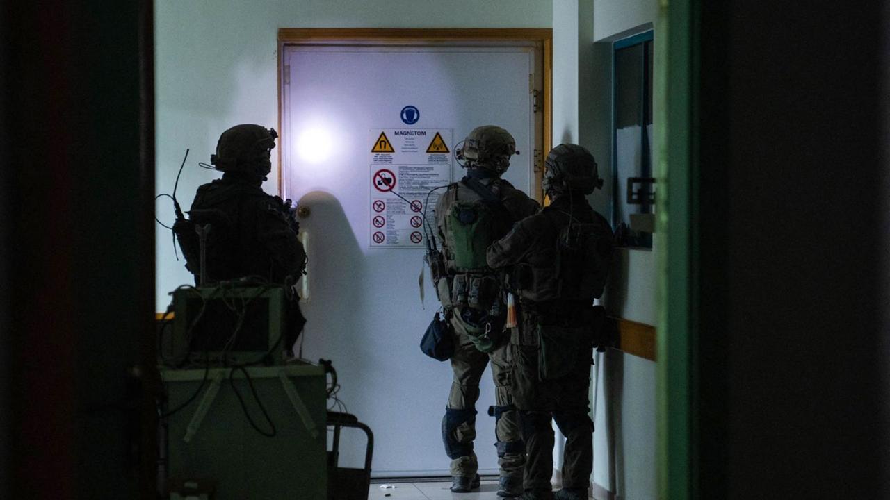 Israeli soldiers during operations inside Al-Shifa hospital, according to the IDF. Picture: Israeli Army / AFP