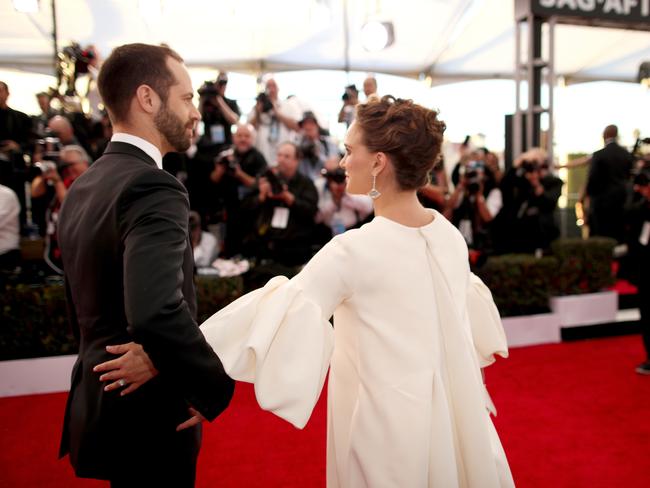 Benjamin Millepied and Natalie Portman attend The 23rd Annual Screen Actors Guild Awards at The Shrine Auditorium on January 29, 2017 in Los Angeles, California. Picture: Getty