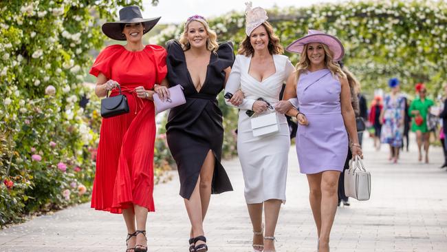 Bright colours and huge sleeves have been heavily featured at Flemington this year. Picture: Jason Edwards