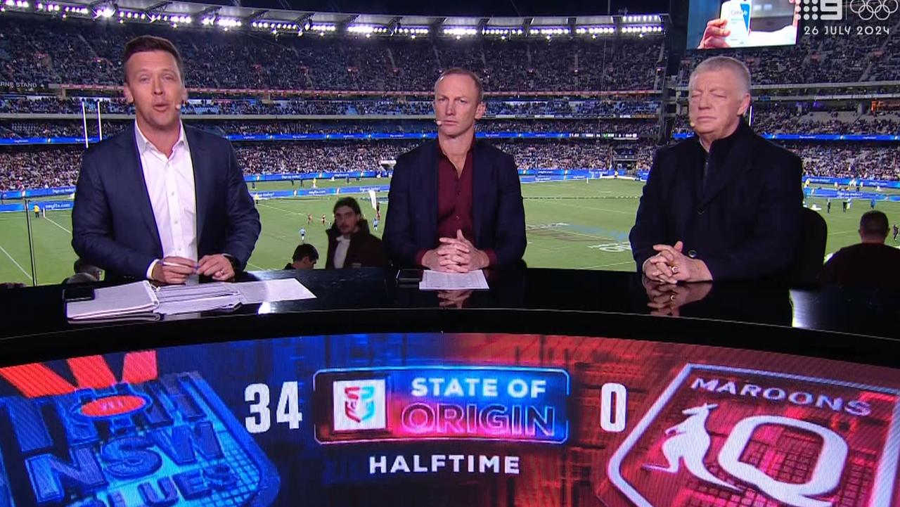 Darren Lockyer was shell-shocked at halftime. Photo: Channel 9.