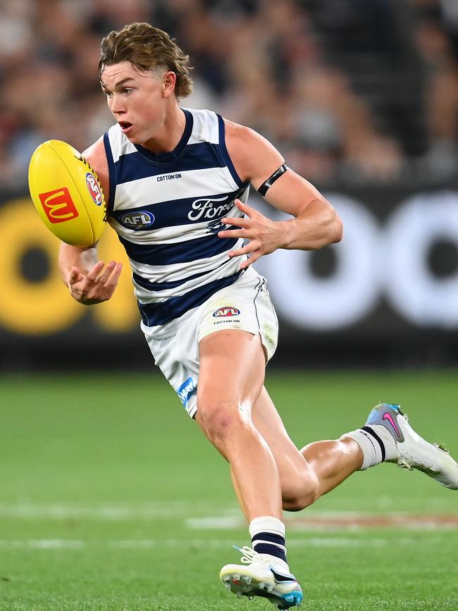 Tanner Bruhn has been serviceable in his first season at Geelong. Picture: by Quinn Rooney/Getty Images.