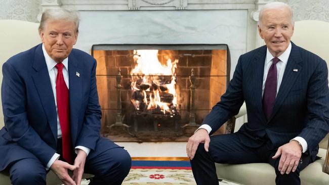 Mr Biden meets with US President-elect Donald Trump in the Oval Office of the White House on November 13, 2024. Picture: Saul Loeb / AFP