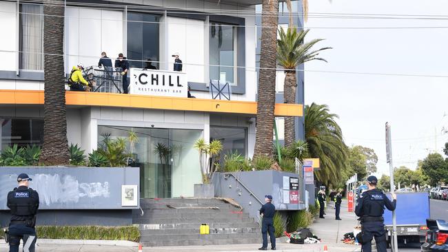 Protesters are demanding the release of refugees being detained at the Mantra Hotel in Preston. Picture: AAP Image/James Ross