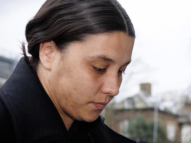 KINGSTON UPON THAMES, ENGLAND - FEBRUARY 07: Australian footballer Sam Kerr arrives at Kingston-Upon-Thames Crown Court on February 07, 2025 in Kingston upon Thames, England. The Matildas star, who also plays professionally for Chelsea in the Women's Super League, is facing charges of "racially aggravated harassment" of a police officer related to an incident in Twickenham on January 30, 2023.  (Photo by Dan Kitwood/Getty Images)