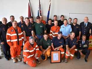 Regional Unit of the Year, Wallumbilla SES, alongside their colleagues in the Rural Fire Service. Picture: Jorja McDonnell