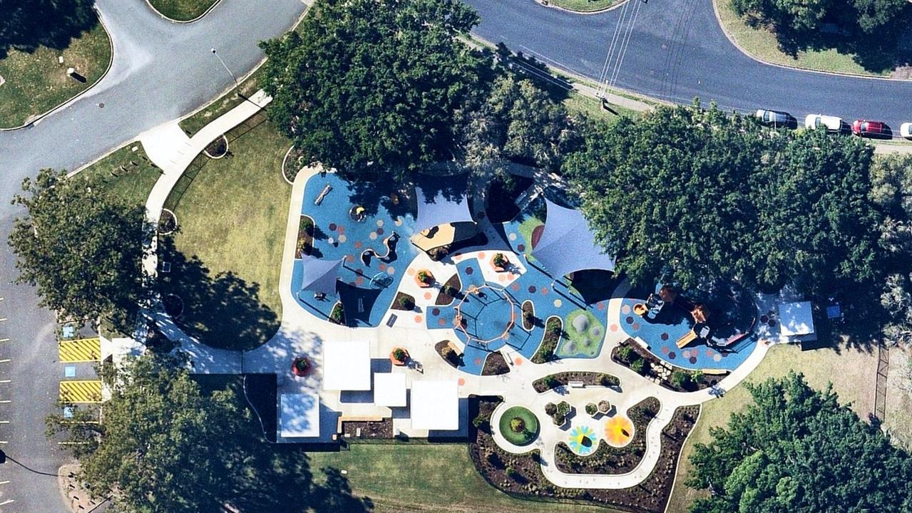 An overhead shot of the Leslie Patrick park built by Aspect Contractors in Arana Hills.