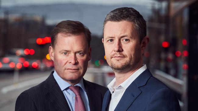 Adelaide University vice-chancellor Peter Rathjen and UniSA vice-chancellor David Lloyd. Picture: Matt Loxton