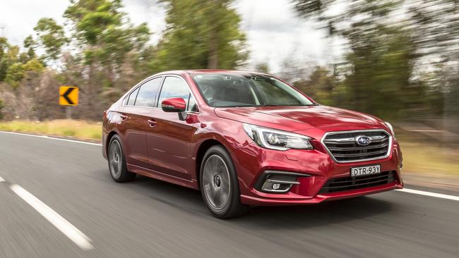 The Subaru Liberty has had a visual nip and tuck and minor improvements to the mechanicals, but it’s not as nice to drive as the Commodore or Camry on Aussie back roads. Picture: Thomas Wielecki.