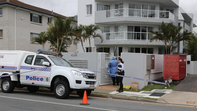 Police at the scene of the fight in Biggera Waters in October 2021. Pic Mike Batterham