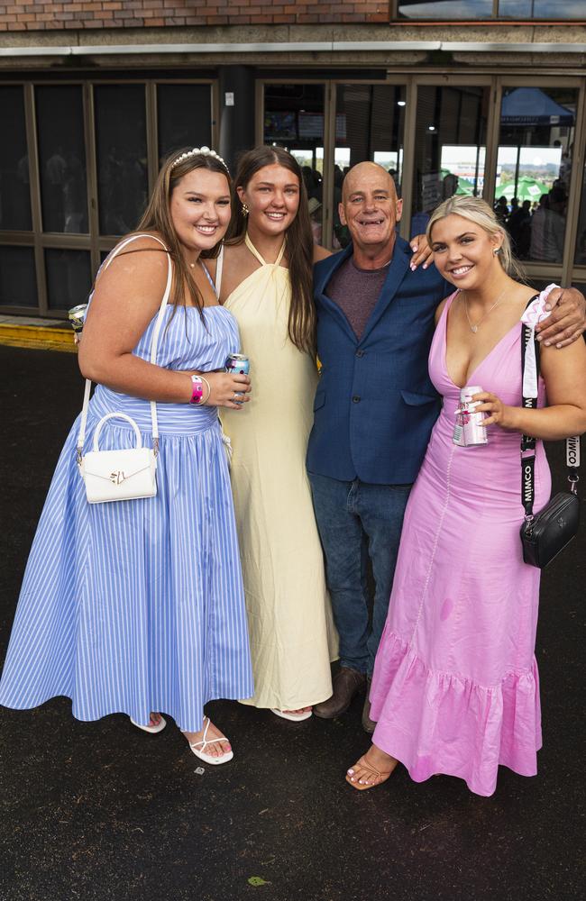 At Weetwood raceday are (from left) Amelia Land, Angela Wust, Phil Blades and Maddi Seefeld at Clifford Park, Saturday, September 28, 2024. Picture: Kevin Farmer