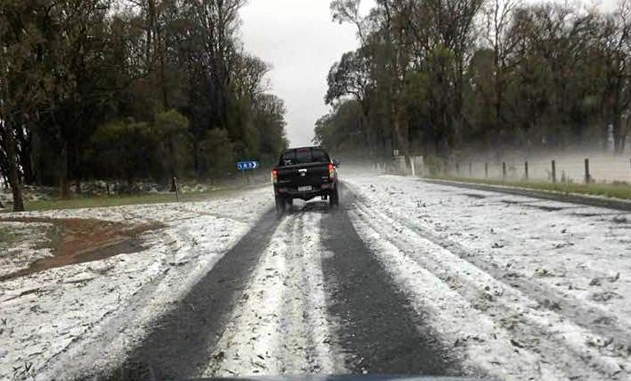 Hail, flooding and severe weather across parts of the South Burnett. Picture: Leonie Bartlett