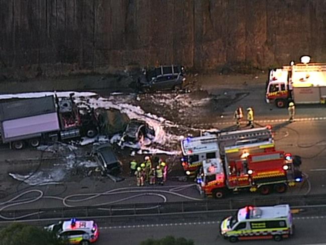 Aerial footage shows the horror scene. Picture: Seven News