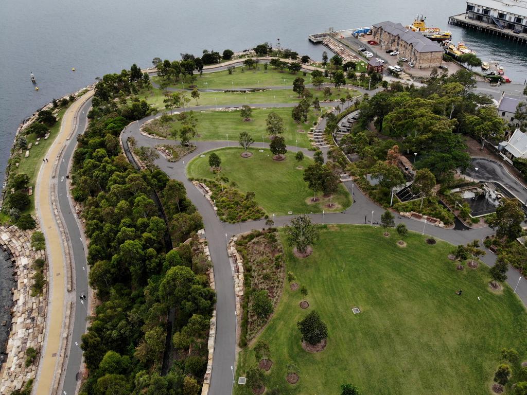 A virtually empty Barangaroo Reserve. Picture: Toby Zerna