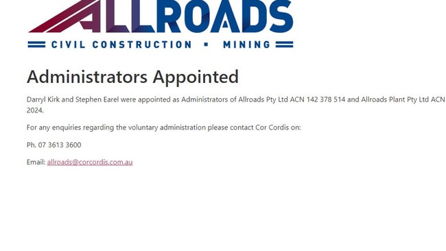 Allroads appointed administrators and this is what shows up on their website. A separate liquidator has since been ordered to take over by a court.