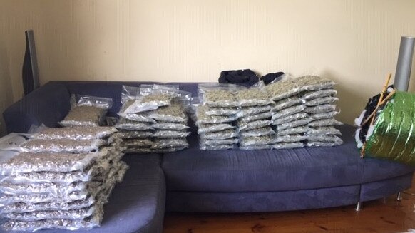 Aaron Daniele and five co-accused were charged with drug trafficking after the South Australia National Anti-Gangs Squad found more than 320 kilograms of dried cannabis and $50,000 cash at a Northfield property. Picture: AFP