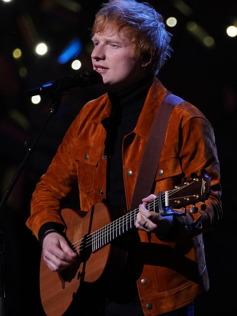 Ed Sheeran performed during the ceremony. Picture: Yui Mok – WPA Pool/Getty Images