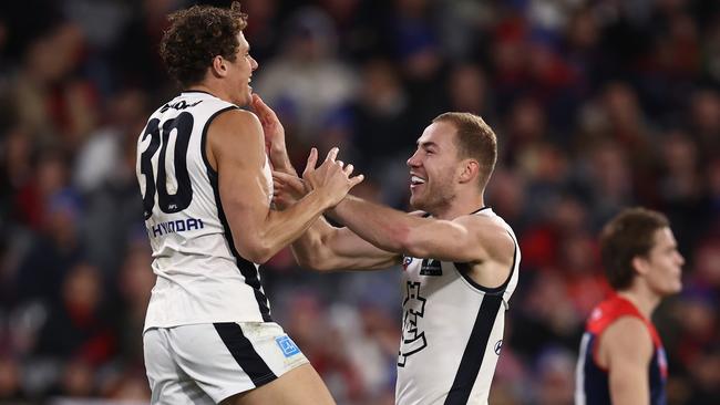 Charlie Curnow and Harry McKay perform strongly in Blues’ victories. Picture: Michael Klein