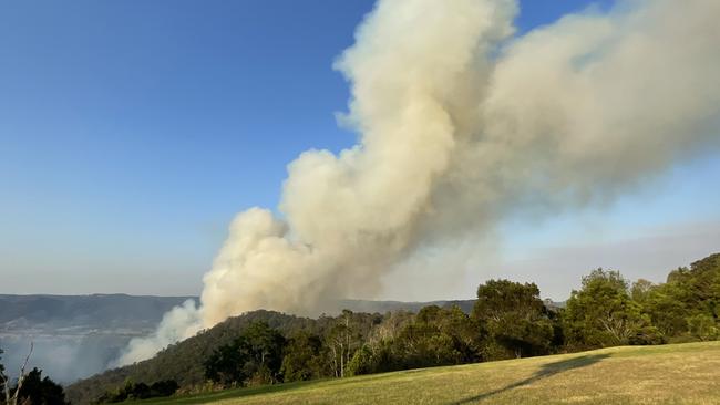 The fire burning up near Obi Obi on Tuesday, October 31.