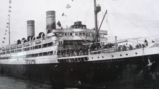 Italian luxury liner SS Principessa Mafalda in 1927, the same year it sank.