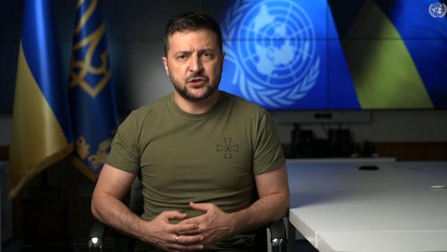 Volodymyr Zelenskyy, President of Ukraine, addresses the general debate of the 77th Session of the General Assembly of the UN via prerecorded video message.