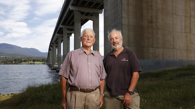 Bernard Smith and Dion Dillon were aboard the tug boat Cape Peron which was on the water the night of the Tasman Bridge disaster. Picture: Nikki Davis-Jones