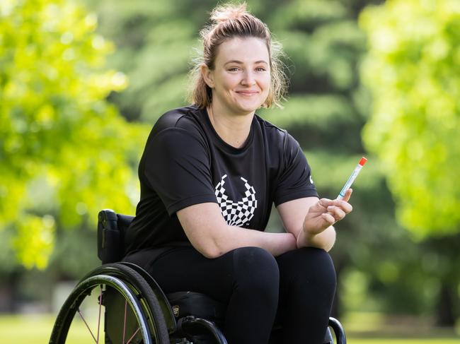 Shae Graham an Australian Wheelchair Rugby Player, for This National Cervical Cancer Awareness Week (November 7-13), Cancer Council Victoria is calling on the Victorian community to spread the word about the self-collection option for cervical screening. Picture: Jason Edwards