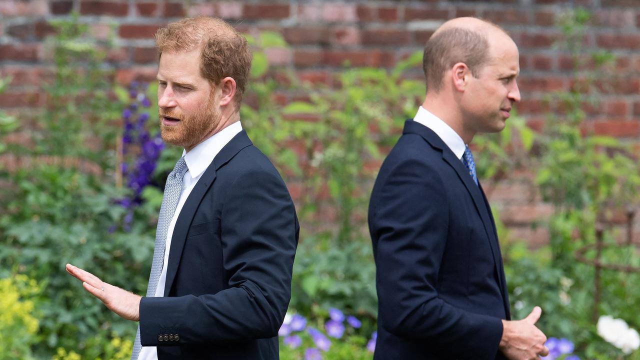 Prince Harry and Prince William attend the unveiling of a statue of their mother, Princess Diana at The Sunken Garden in Kensington Palace. (Photo by Dominic Lipinski / POOL / AFP)