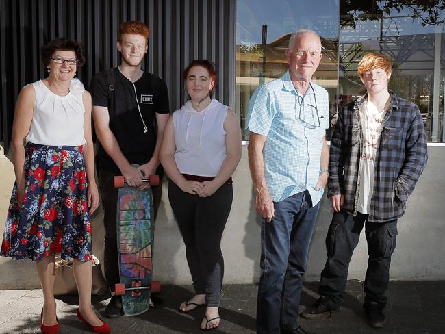 Glenorchy residents, from left, Maree Bongard, Dylan Wright, Ali Watson, Bryan Denne and Brodie McCrossan. Picture: RICHARD JUPE