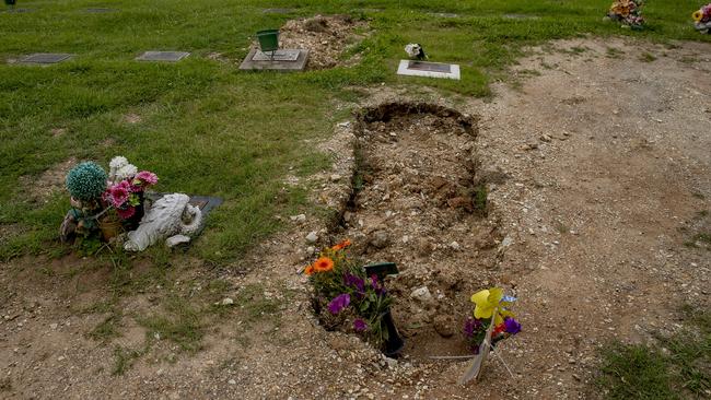 Susan Kelly says its inexcusable that her 18-year-old son's grave has been allowed to sink so far down she can nearly touch it. Picture: Jerad Williams