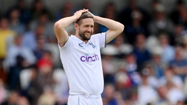 Chris Woakes went within a whisker of removing Marsh. Picture: Getty