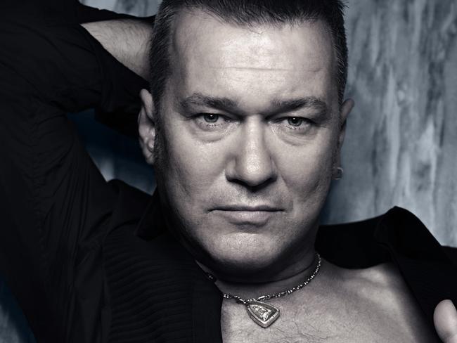 Aust singer Jimmy Barnes bearing tattoo on his chest that reads ''Jane''.